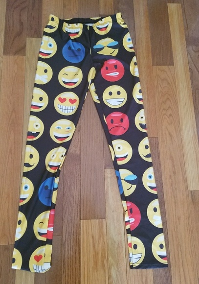 Emoji face cute leggings girls women size XS New - Picture 2 of 3